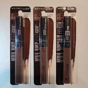 Lot of 3 | Maybelline Fit Me Liquid Concealer #70 Dark Coffee NEW Sealed Makeup